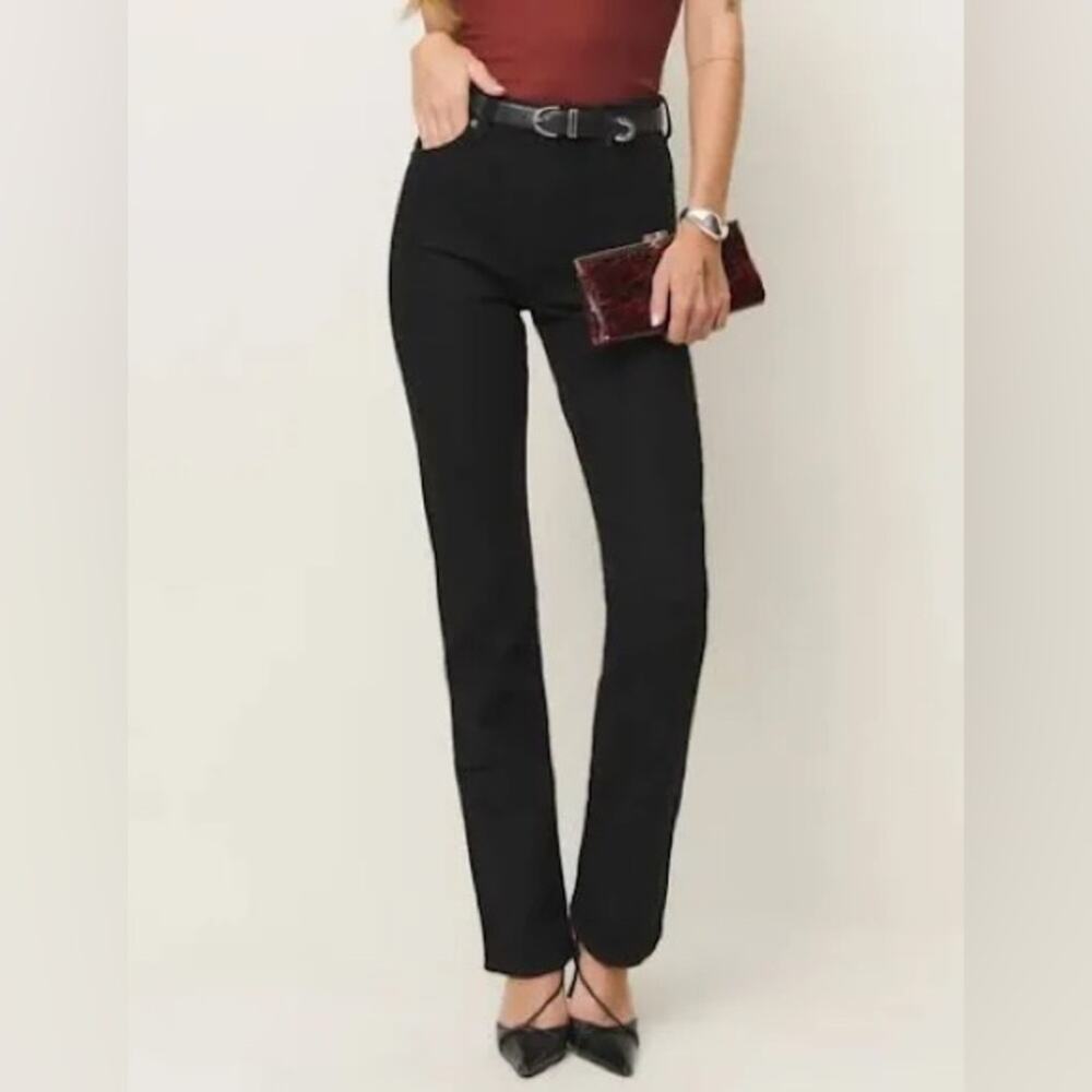 Reformation Jax Stretch High Rise Straight Jeans Women’s Size 24 Black
